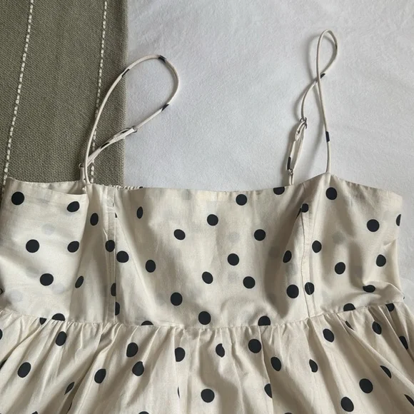 Anthropologie Cream and Black Polka Dot Mini Dress - Picture 3 of 6